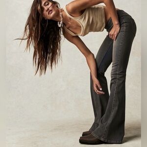 Free People Penny Pull On Flare Jeans Gray 25 NWOT